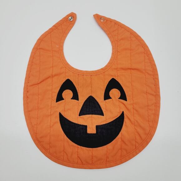 Vtg 1995 Pumpkin Jack-O-Lantern Playskool Baby Bib Snap Closure Cloth Embroidery - Picture 1 of 6